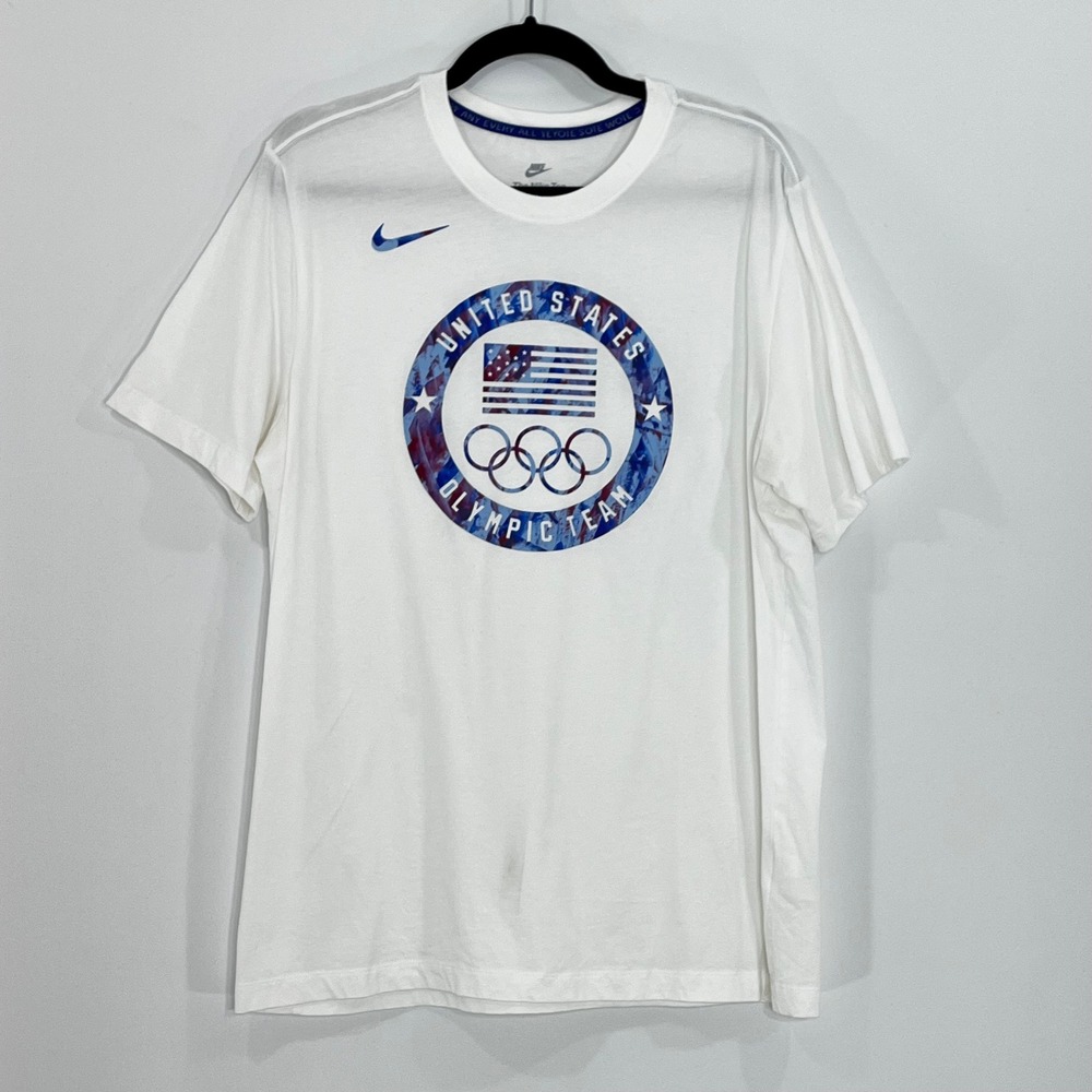 Nike Team USA Olympics Graphic T-Shirt White Mens Large FN0862-100